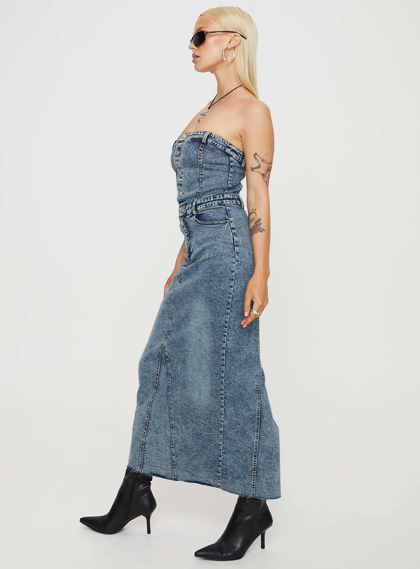 Gala Mood Paris Mood Kasim Denim Maxi Dress Blue