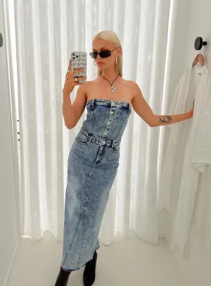 Kasim Denim Maxi Dress Blue Drift Sand Harbor Stroll