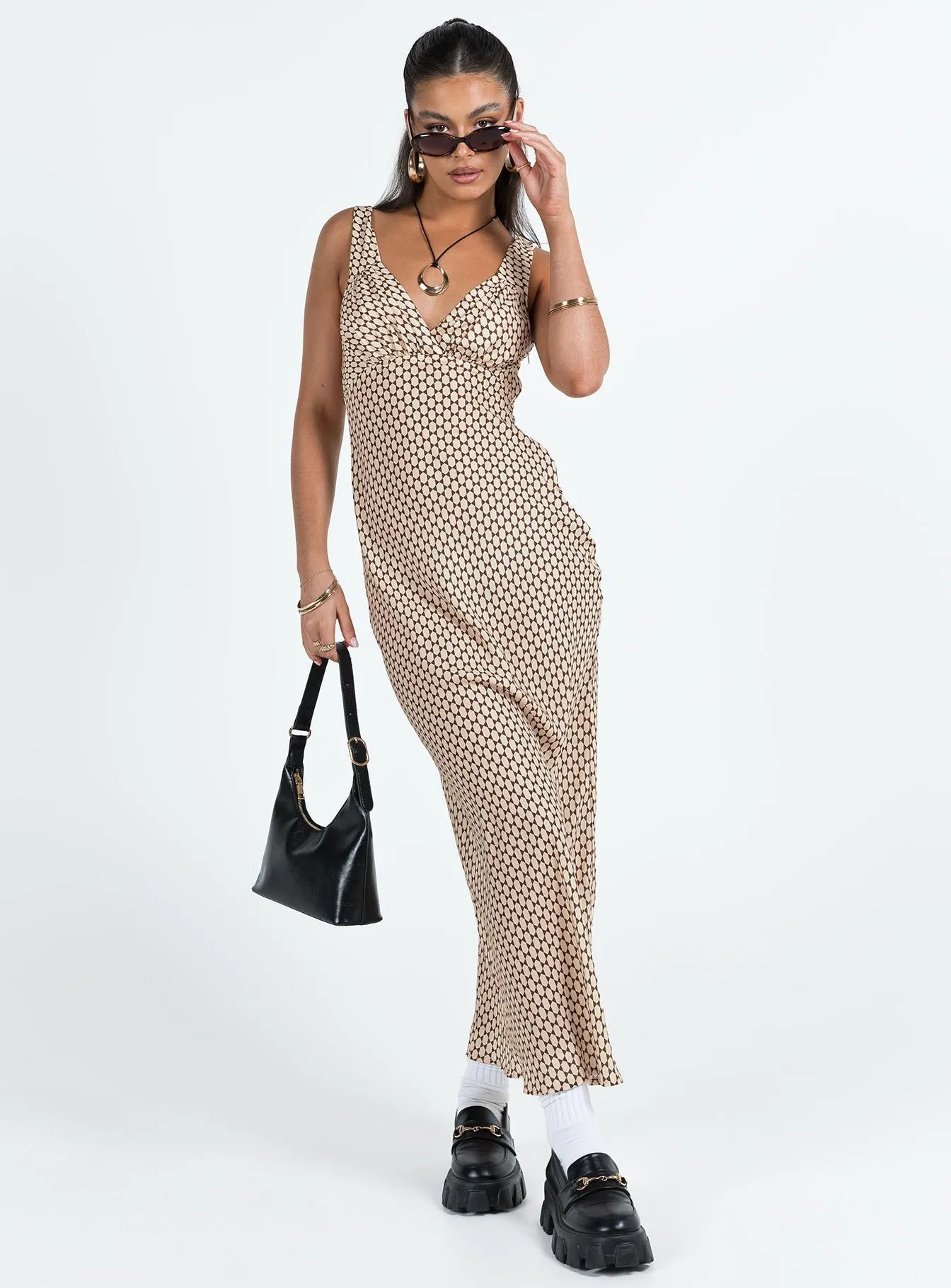 Effortless chic full-length dress Maysa Geo Maxi Dress Beige
