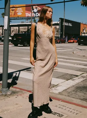 Maysa Geo Maxi Dress Beige Coral Shine Layer Ready