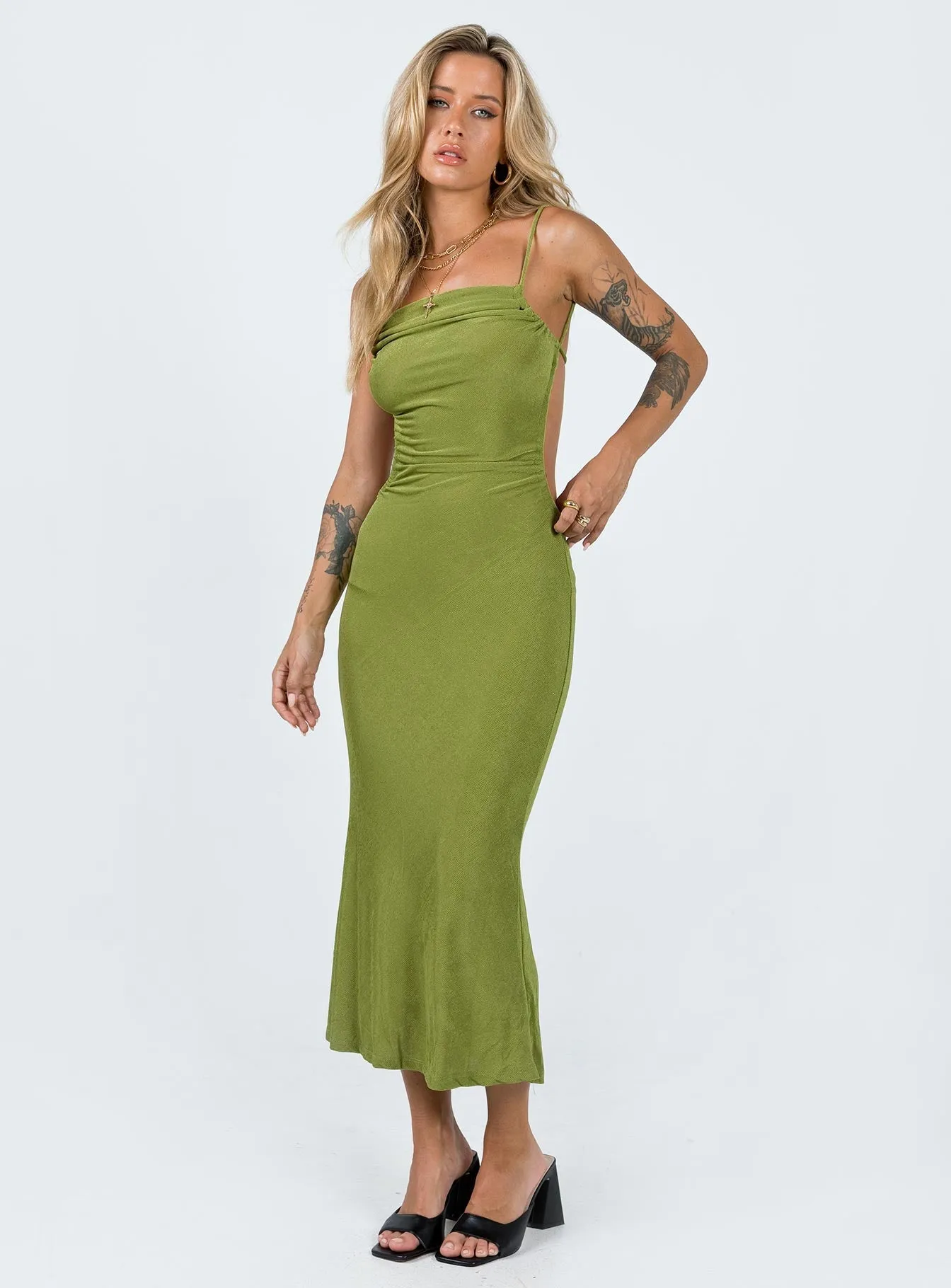 Mesh Glow Milpera Maxi Dress Green