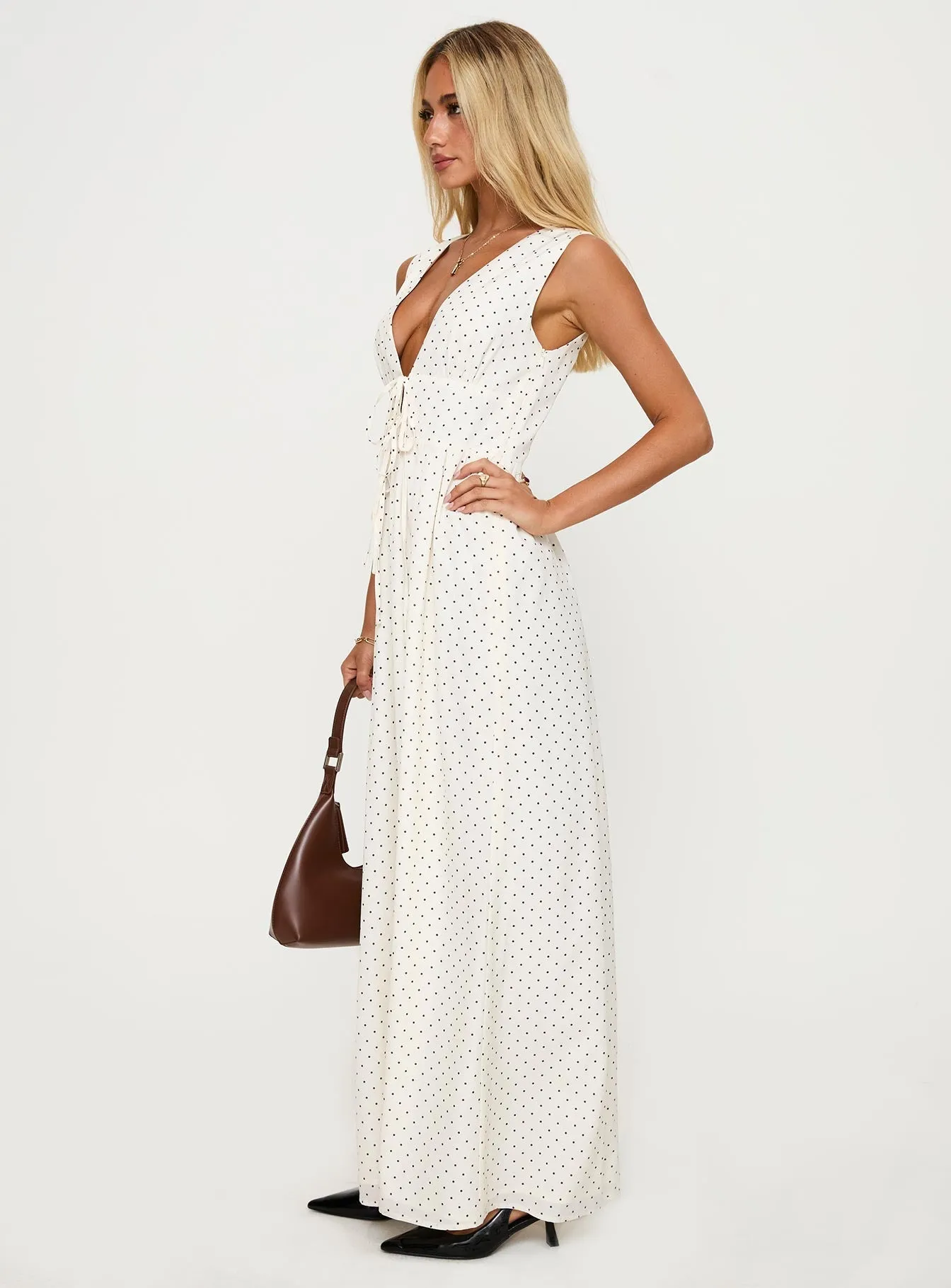Steel Frame Pokey Maxi Dress Cream / Polka Dot