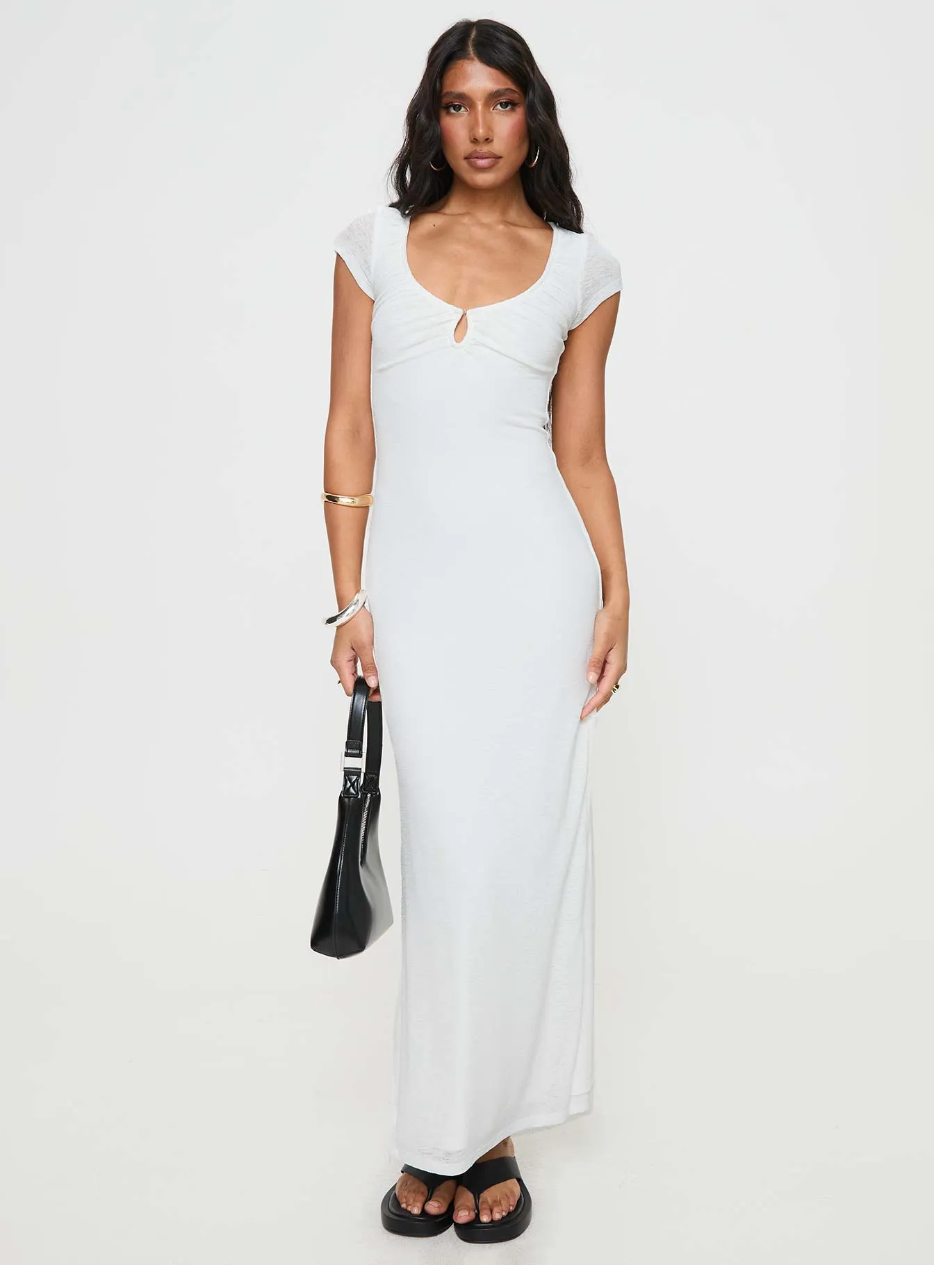 Key To My Heart Maxi Dress White Metallic Pop Layered maxi for special events