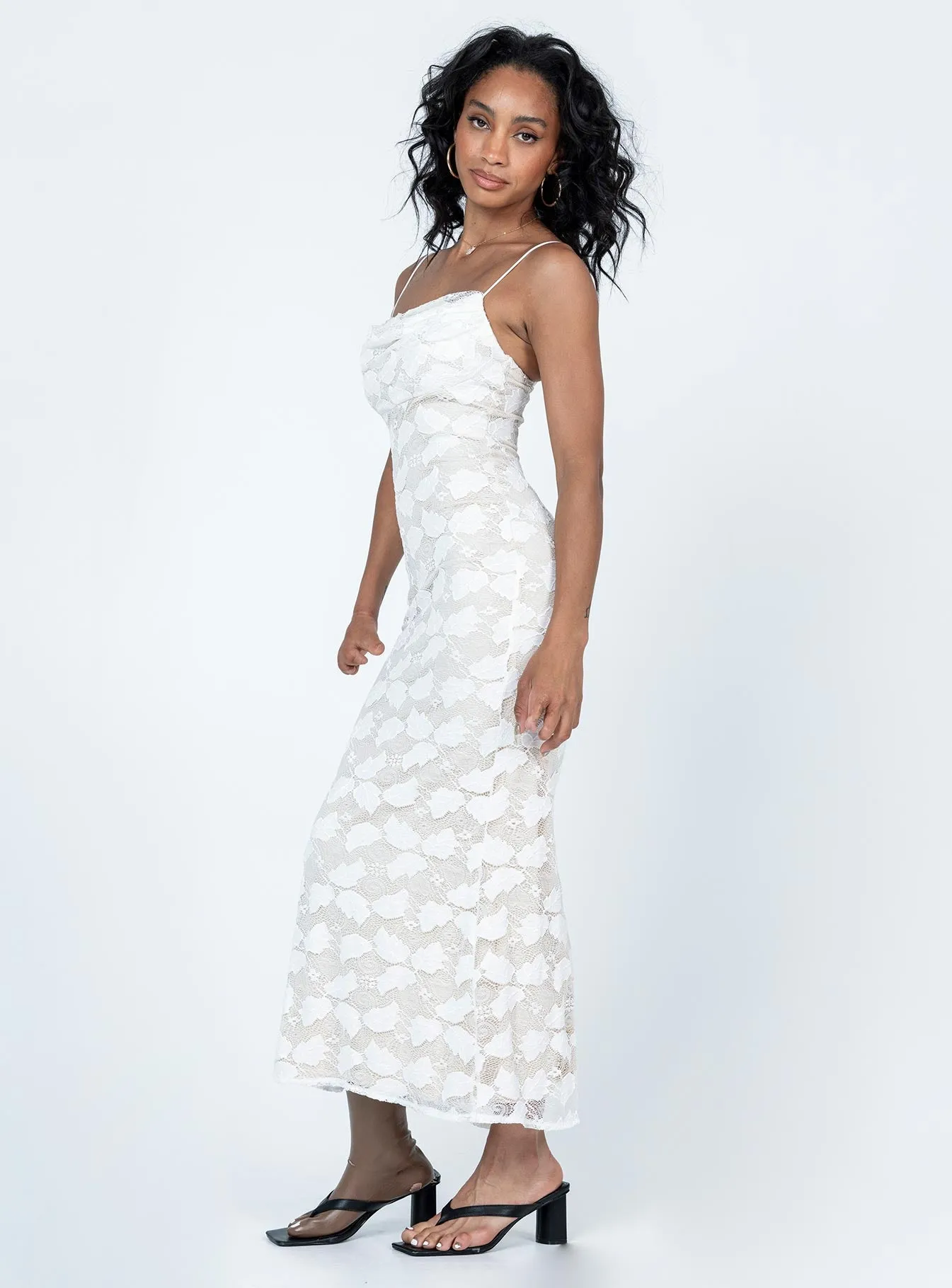 Vibrant colored maxi Ice Bloom Azra Maxi Dress White