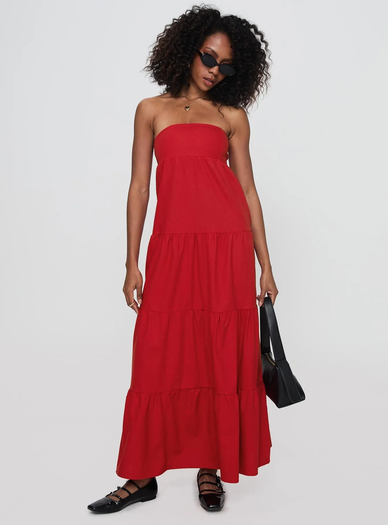 Cap Sleeve Kazia Maxi Dress Red