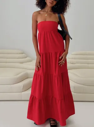 Kazia Maxi Dress Red Sapphire Glow Peony Bloom