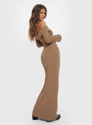 Maida Maxi Dress Light Brown Fall Path Sea Breeze
