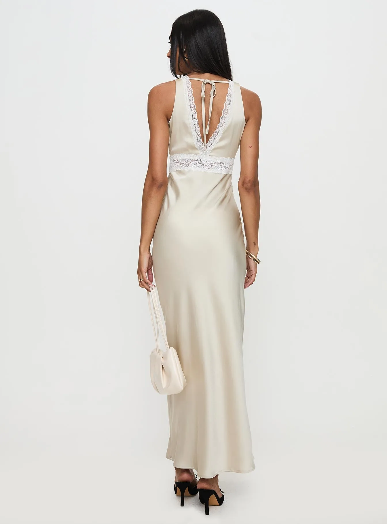 Cap Sleeve Persefonie Lace Maxi Dress Champagne
