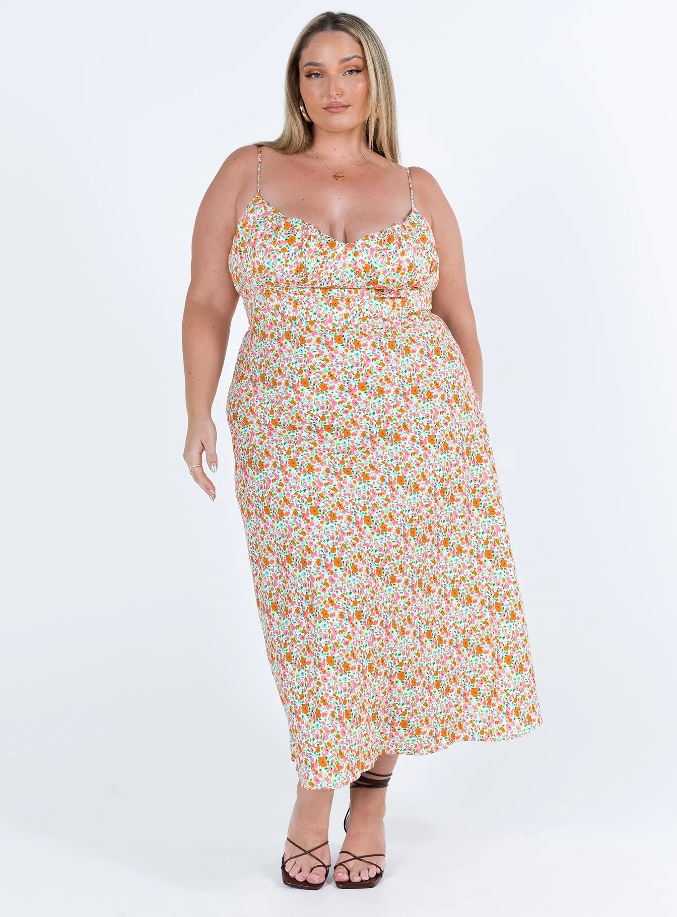 Sunlit Path Amara Floral Midi Dress Multi Curve