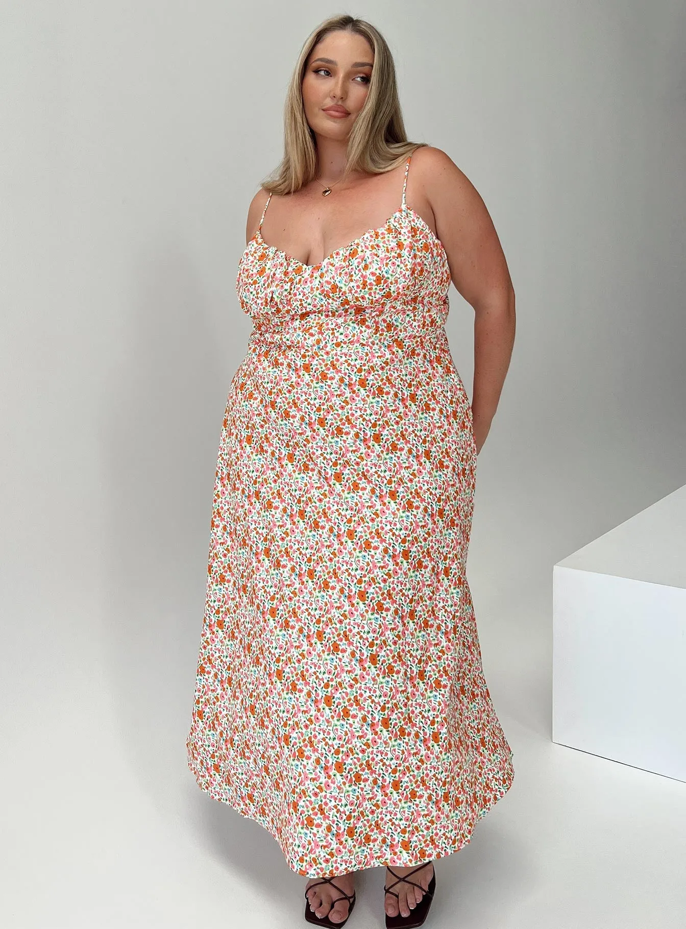 Amara Floral Midi Dress Multi Curve spring fresh The dress??s simple design allows you to dress it up or down depending on your style