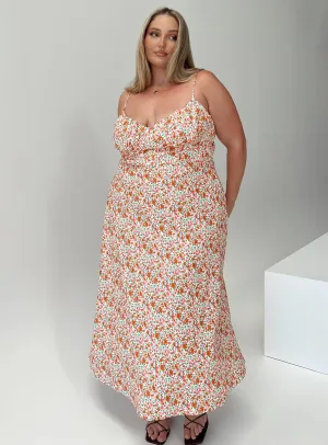 Amara Floral Midi Dress Multi Curve spring fresh The dress??s simple design allows you to dress it up or down depending on your style
