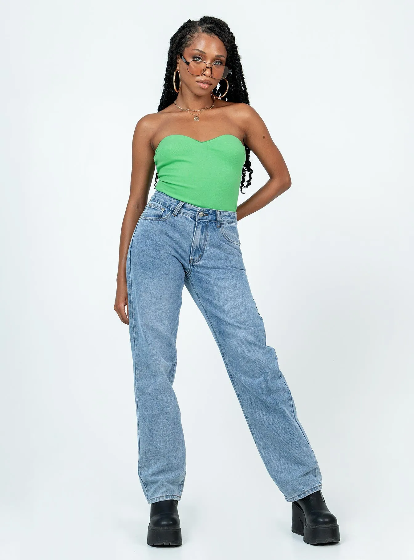 Aston Strapless Bodysuit Green Work Urban Beach Guest
