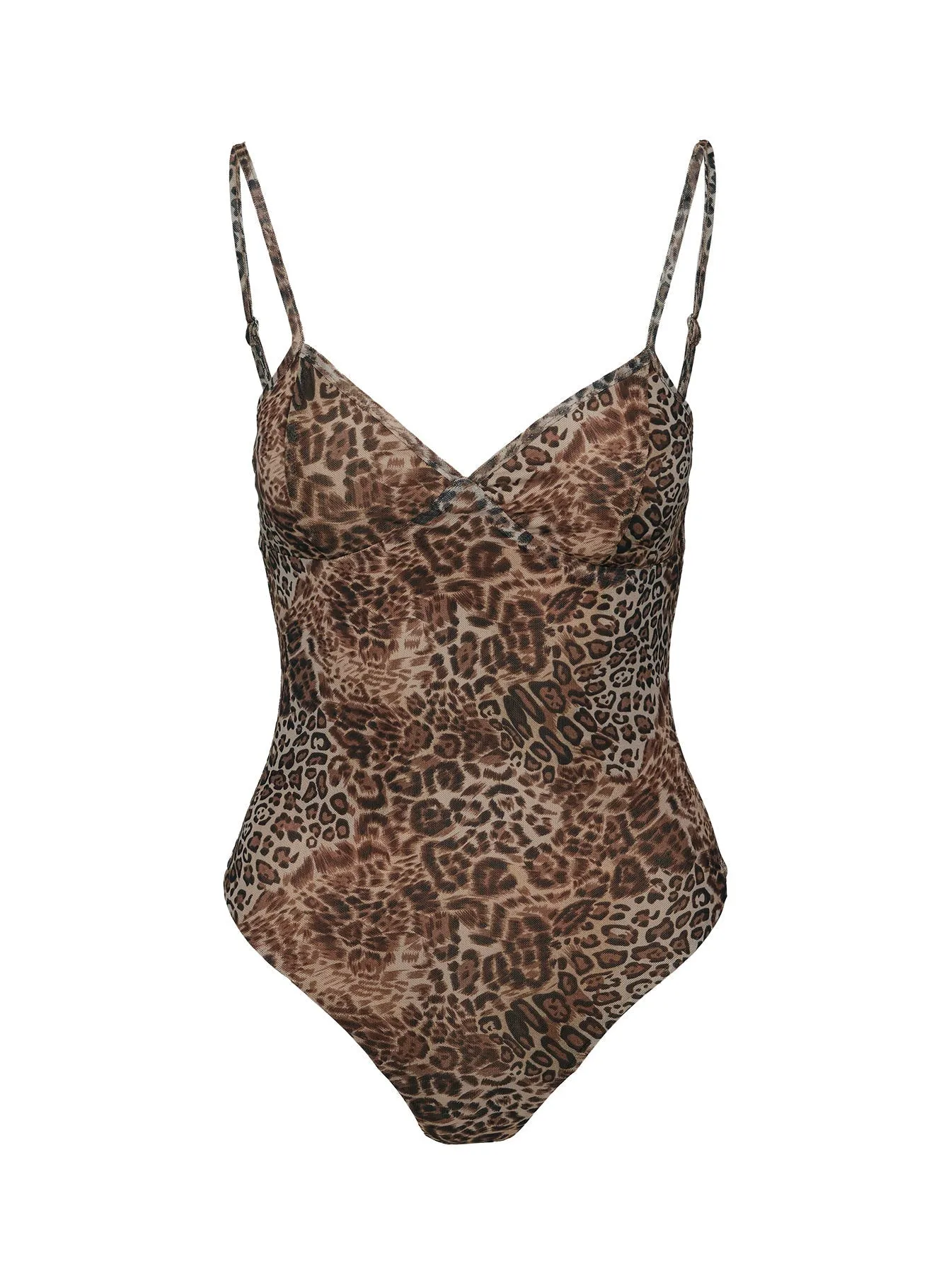 Elixia Bodysuit Leopard Petite Soft Vacation Training Vintage