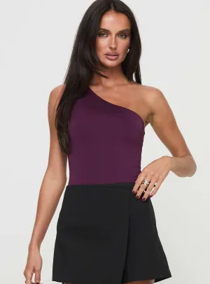 Ranski One Shoulder Bodysuit Plum Dance Yoga