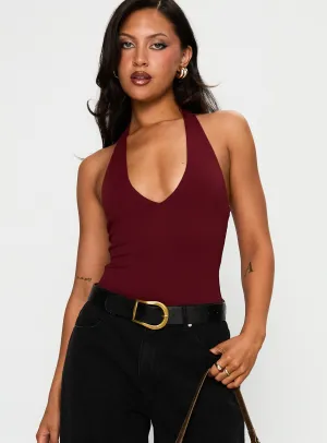 Versatile Festival Premium Dynamic Someone New Halter Bodysuit Burgundy
