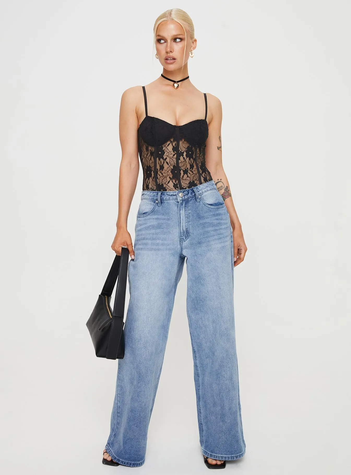 Weekend Girl Treisa Lace Bodysuit Black