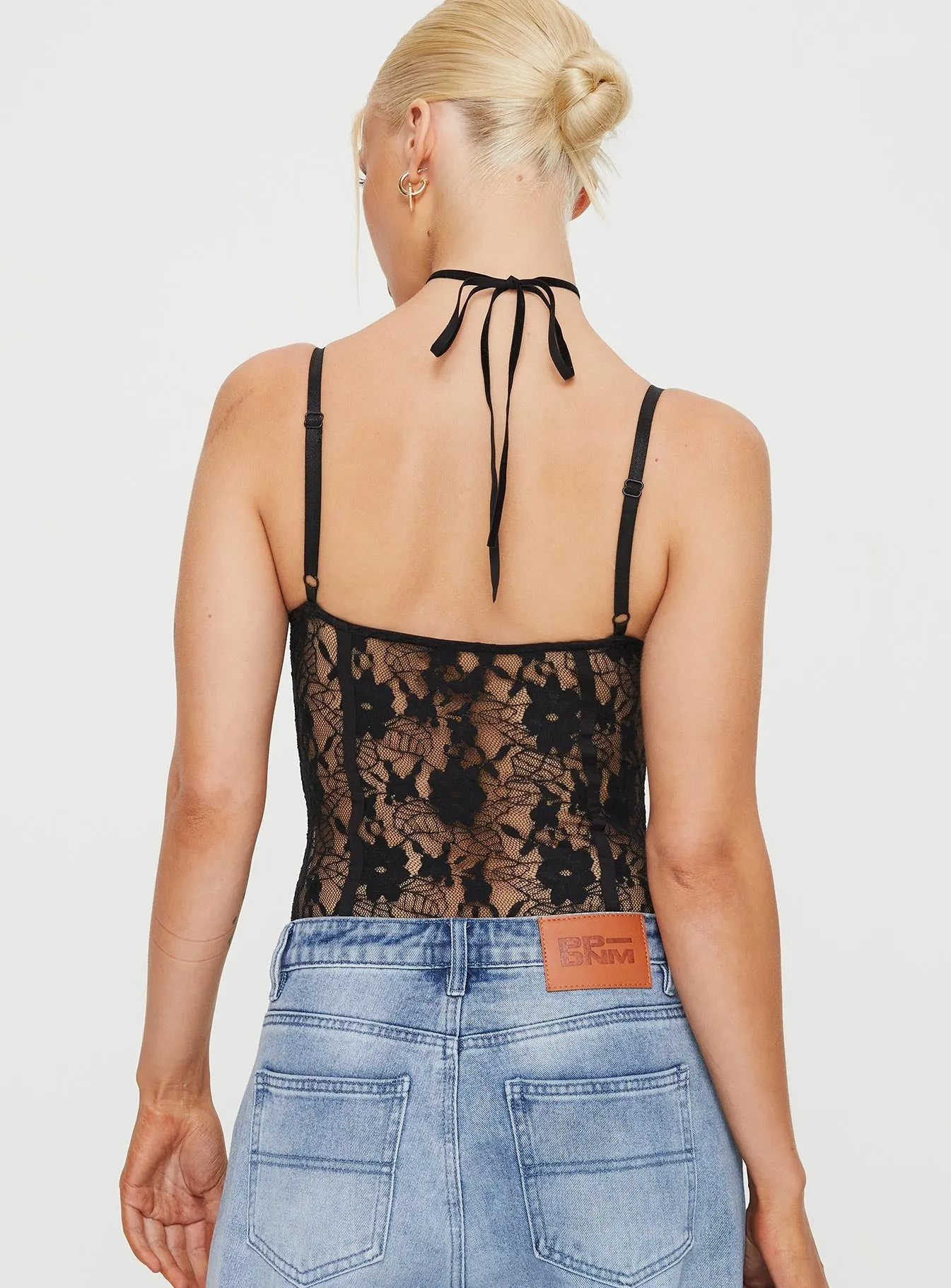 Training Picnic Hot Festival Treisa Lace Bodysuit Black