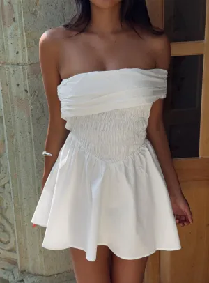 Playful Look Fruitful Off Shoulder Mini Dress White