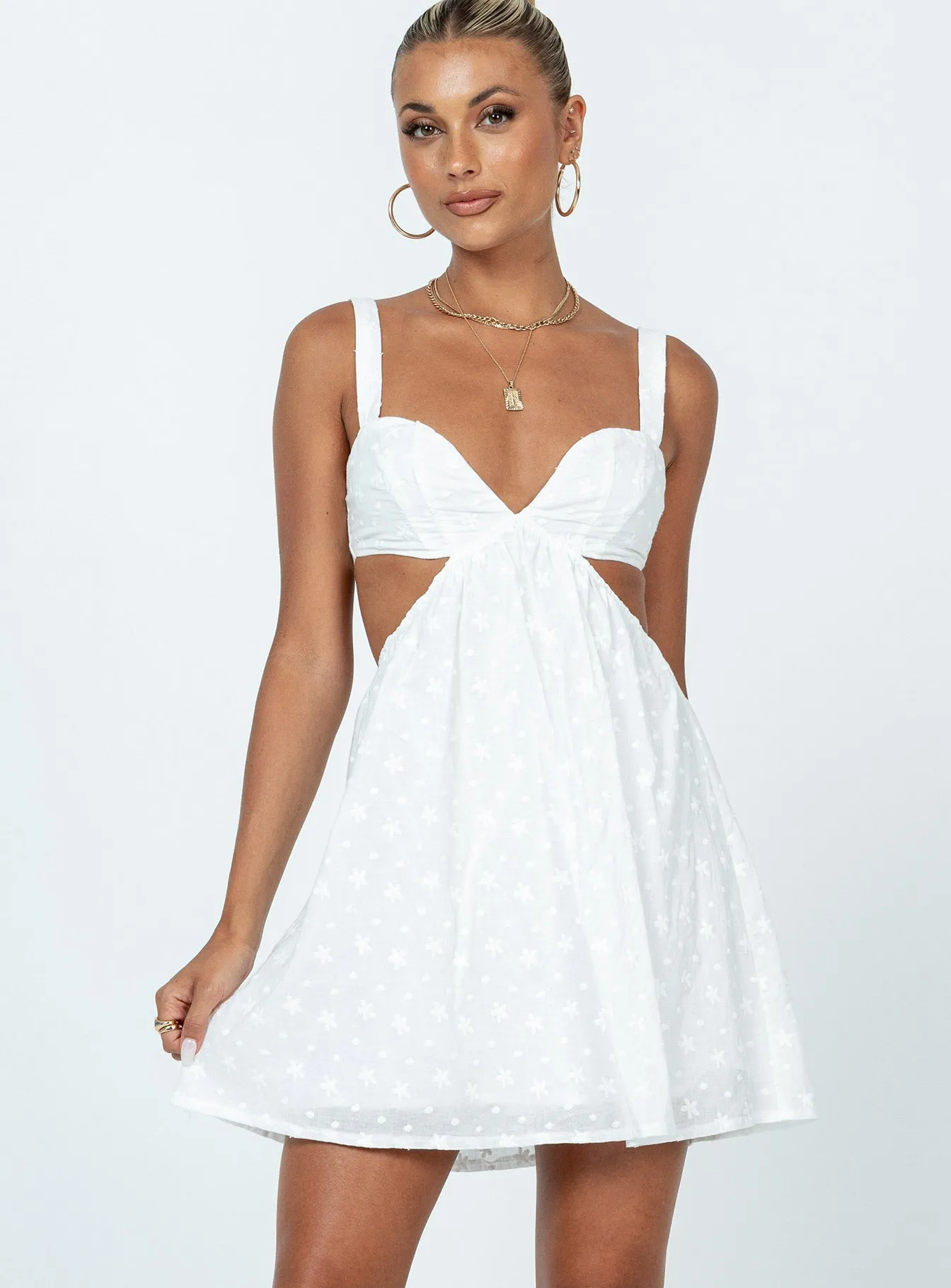 Tear Resistant Weave Khalia Mini Dress White