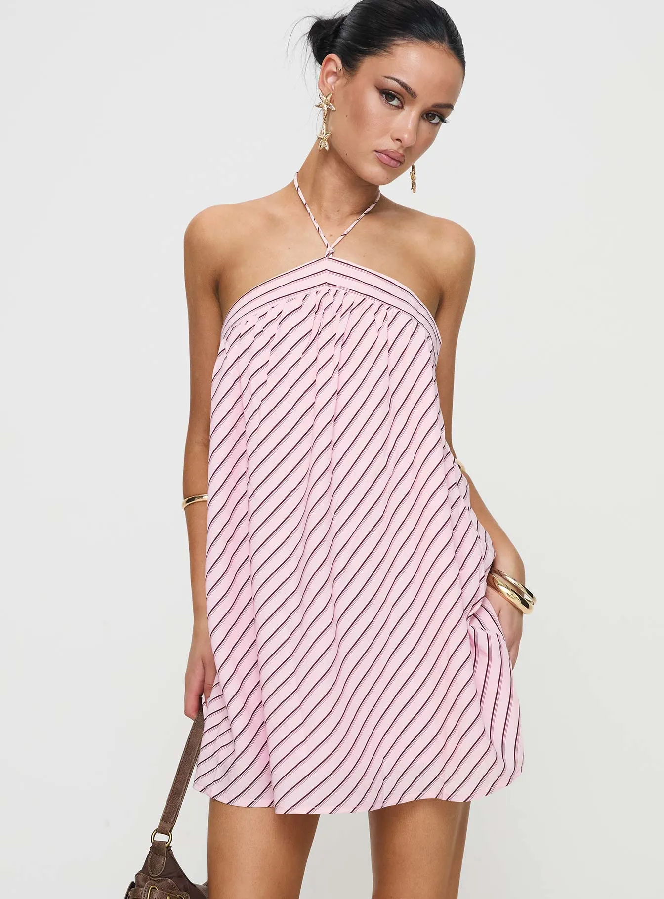 Moonlit Mini Dress Pink Stripe Timeless Look