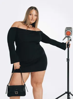 Parisa Long Sleeve Mini Dress Black Curve Flash Beat
