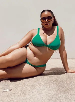 Supportive Cradle Design Comfortable Elastic Band Josie Bikini Top Green Curve