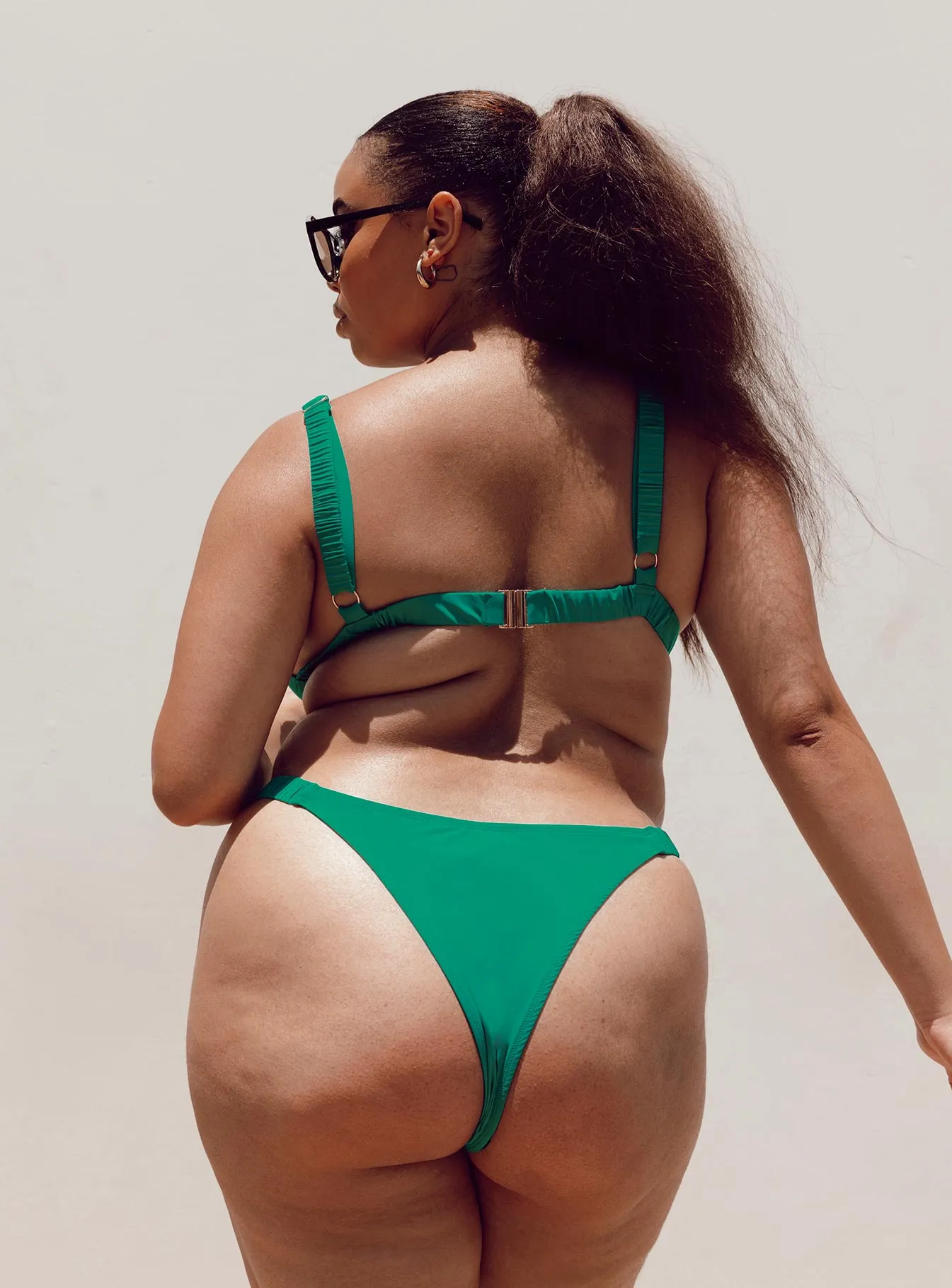 High Coverage Cutouts Removable Padding Josie Bikini Top Green Curve