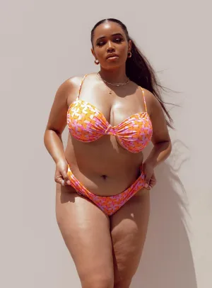 Racerback Support System Quick Access Side Pockets Ellie Bikini Bottoms Orange / Pink Curve