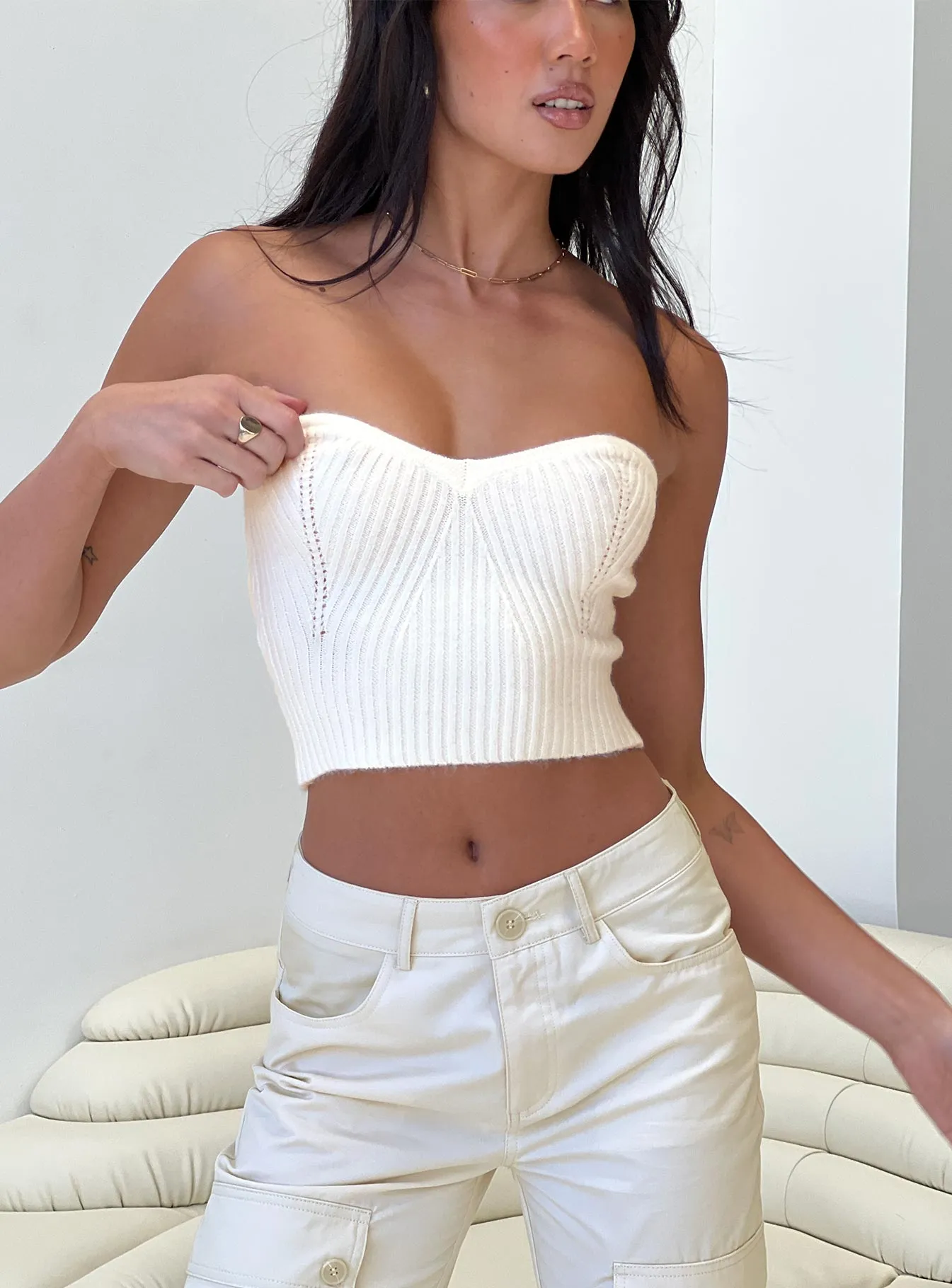 Ulara Strapless Top White UV protection coating Everyday Comfort
