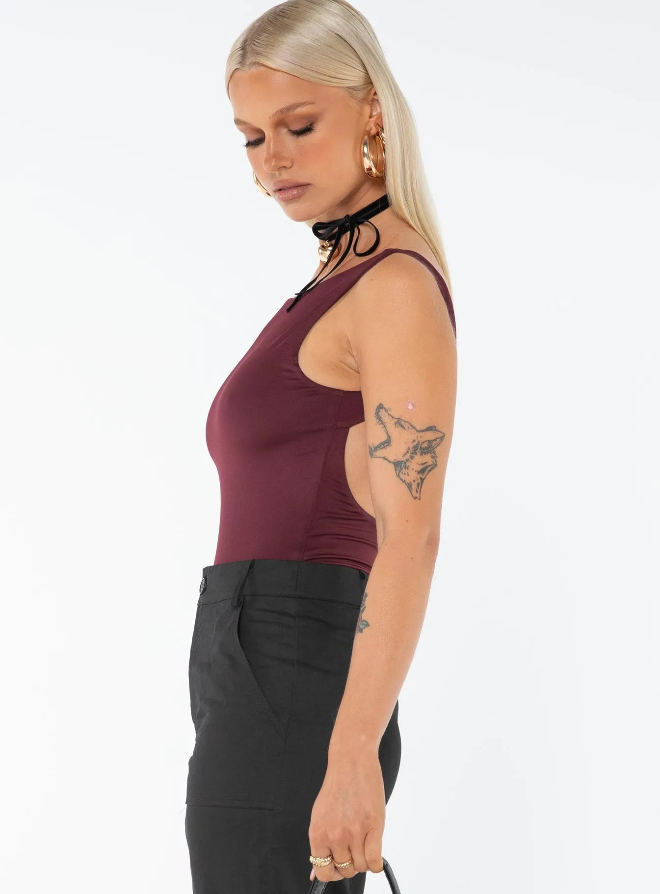 Training Active Coomba Backless Bodysuit Burgundy