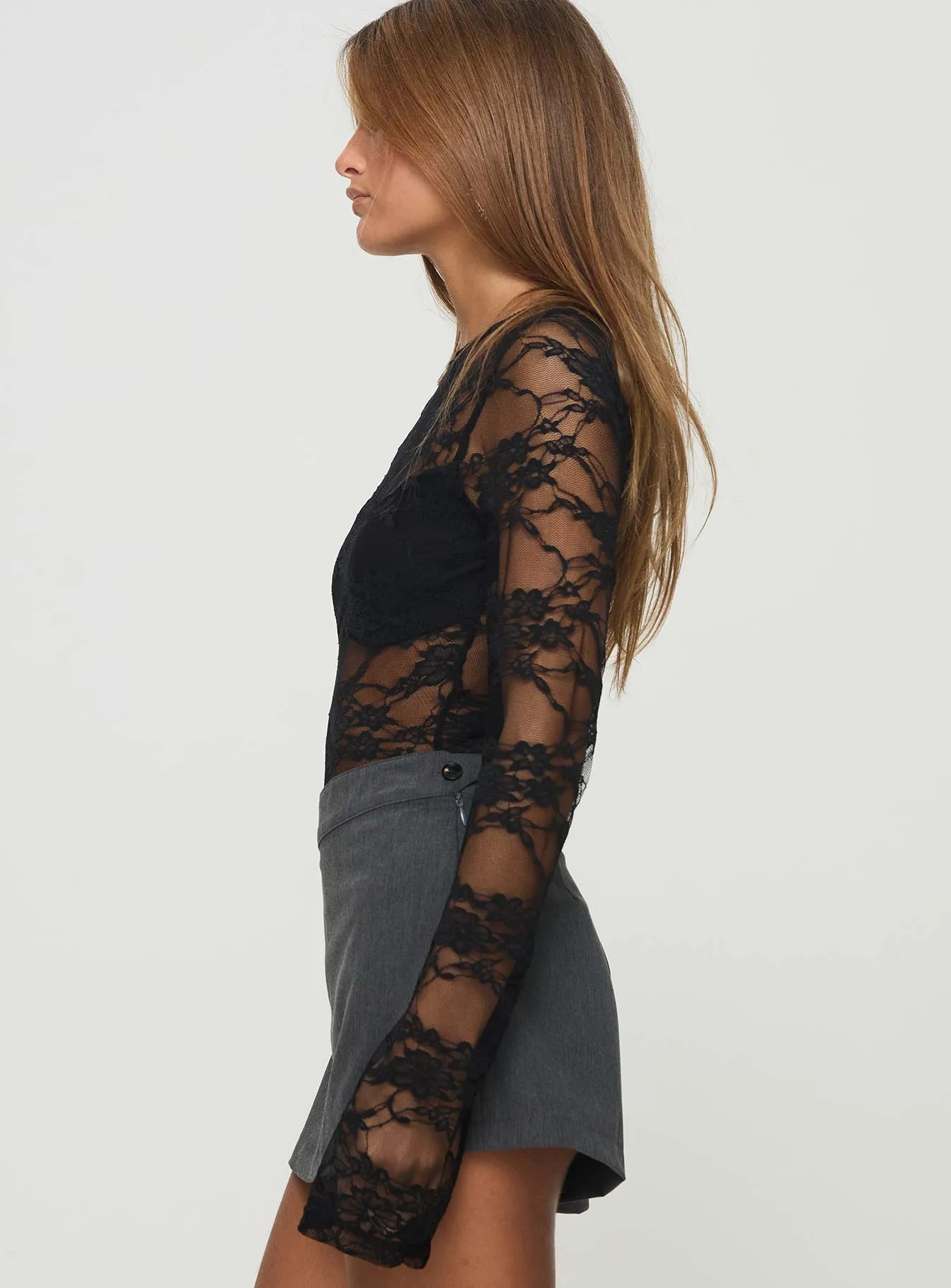 Gym Holiday Modern Gym Feelix Long Sleeve Lace Bodysuit Black