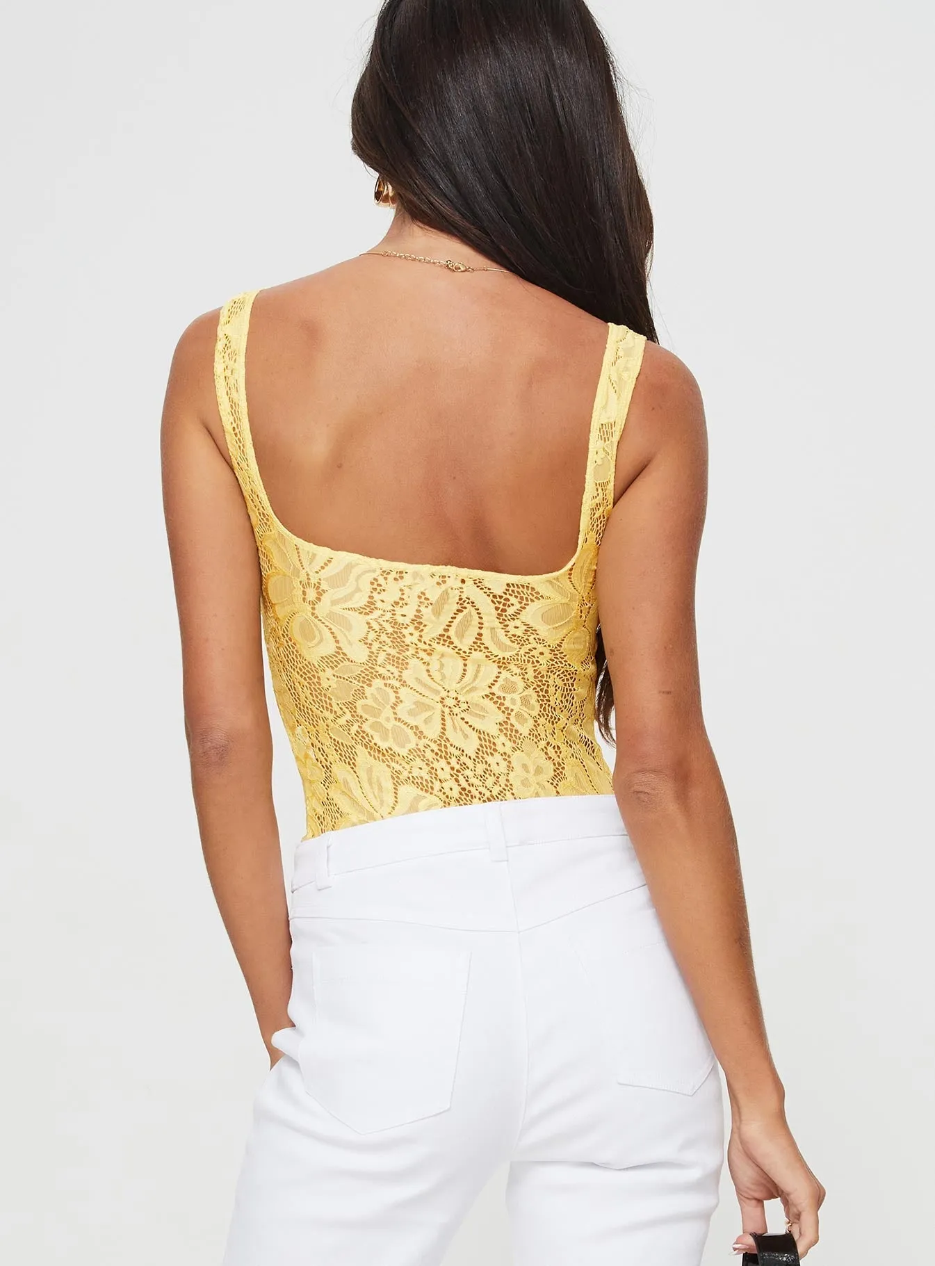 Fresh Event Karisian Lace Bodysuit Yellow