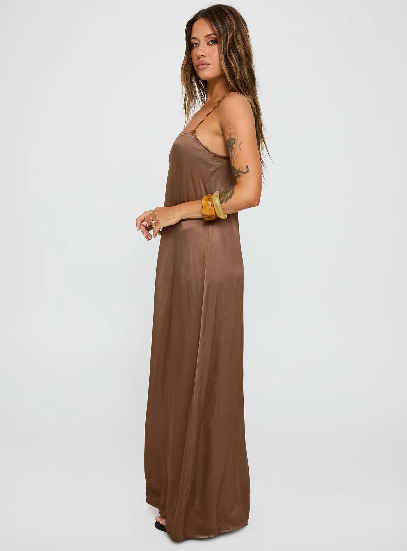 Apple Cider Maxi Dress Brown Linen Glow Stylish spring maxi
