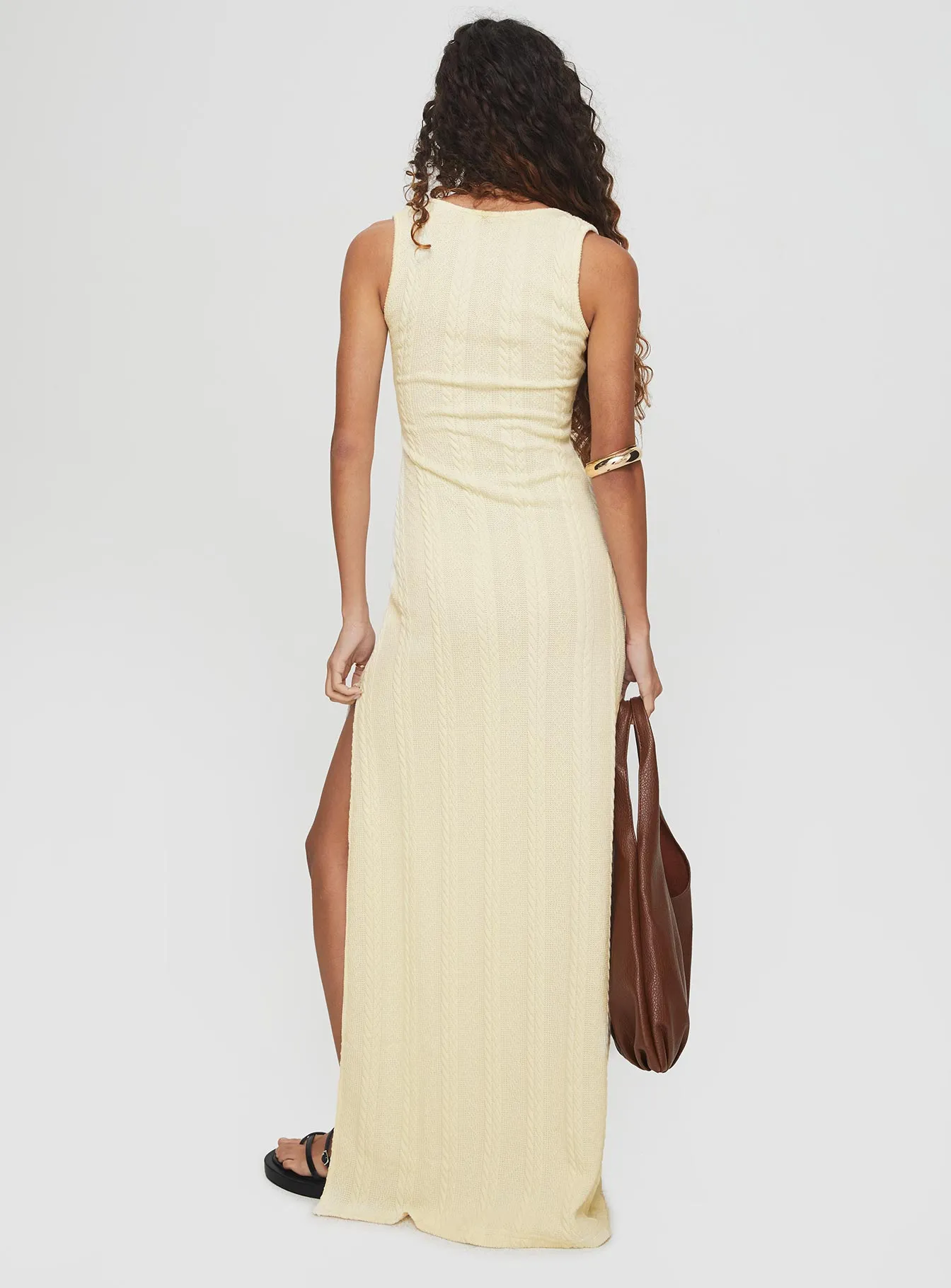 Royal Arcade Knit Maxi Dress Cream Pine Grove Ice Bloom