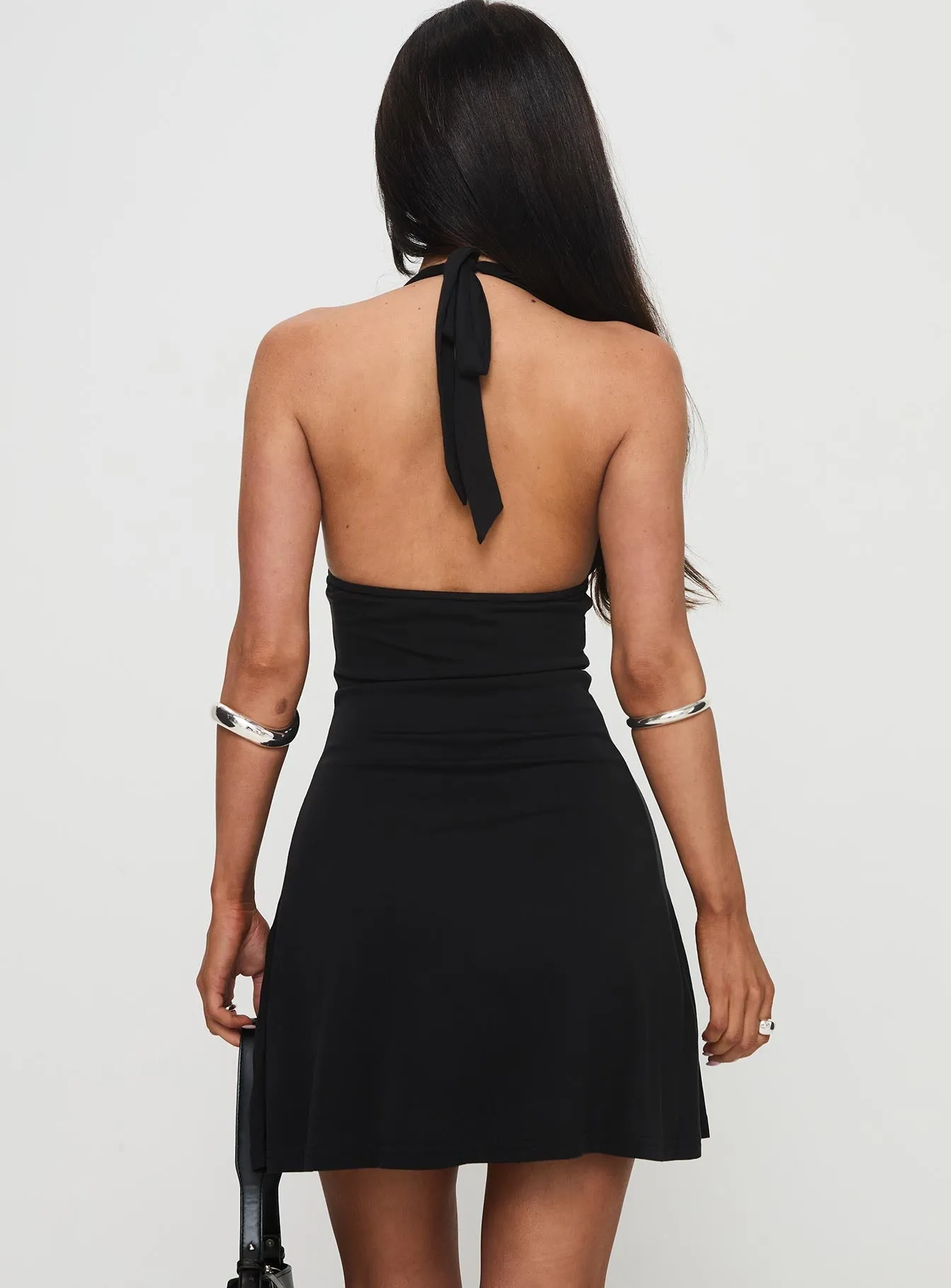 Dressy Cool Tinisie Halter Mini Dress Black