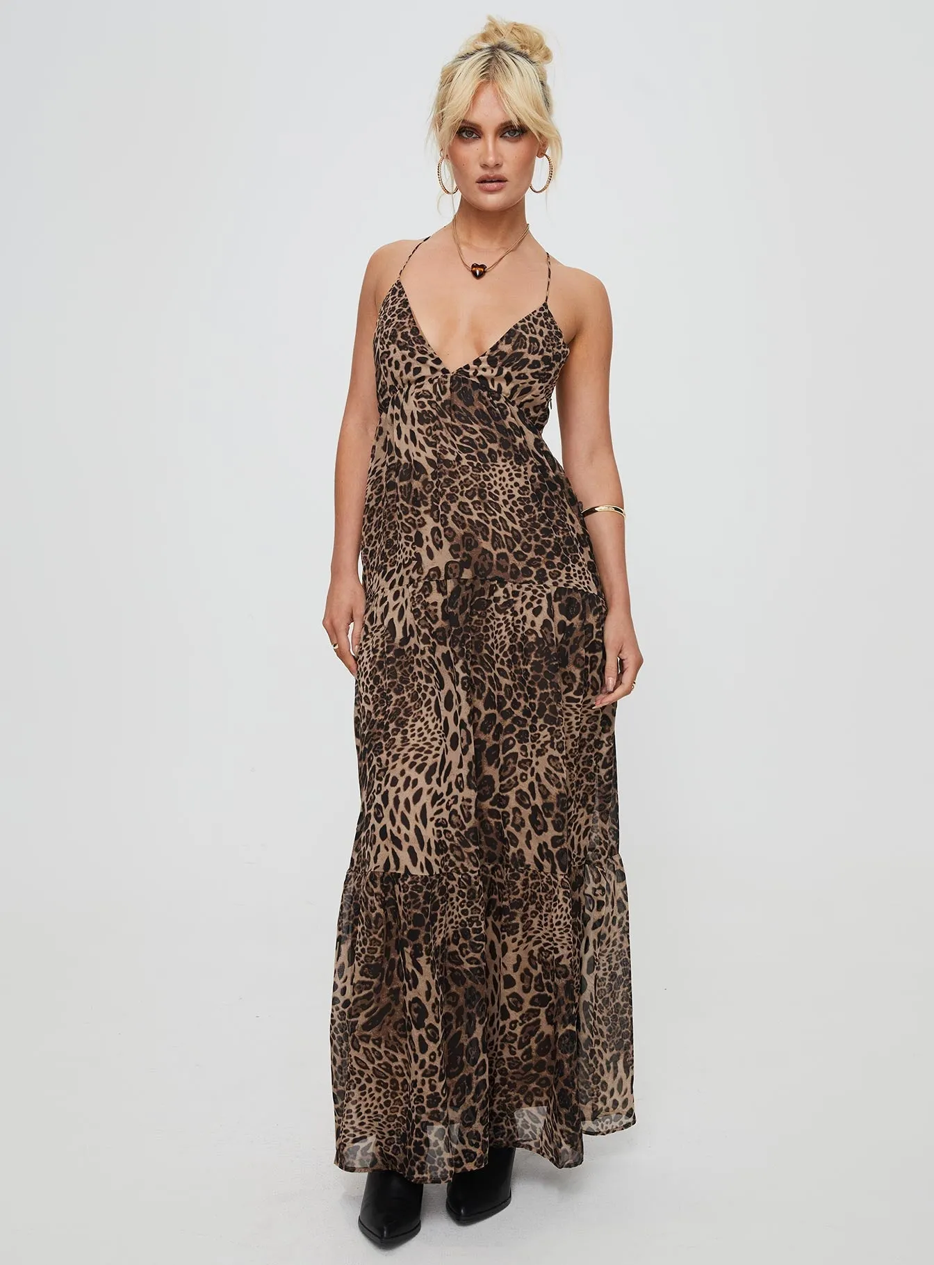 The versatile design of this maxi dress makes it perfect for a variety of occasions holiday vibe Chelsea Maxi Dress Brown