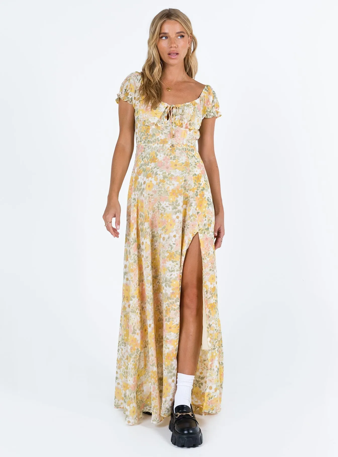 Masuda Maxi Dress Yellow Floral Practical long dress