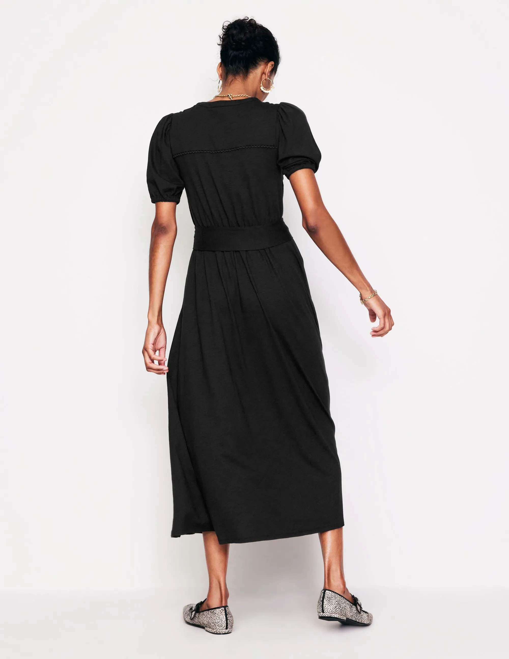 Sofia Trim Jersey Midi Dress-Black Desk To Dinner