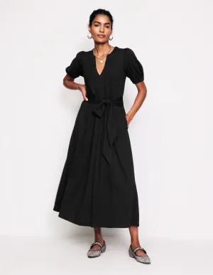 Sofia Trim Jersey Midi Dress-Black Airy Shape