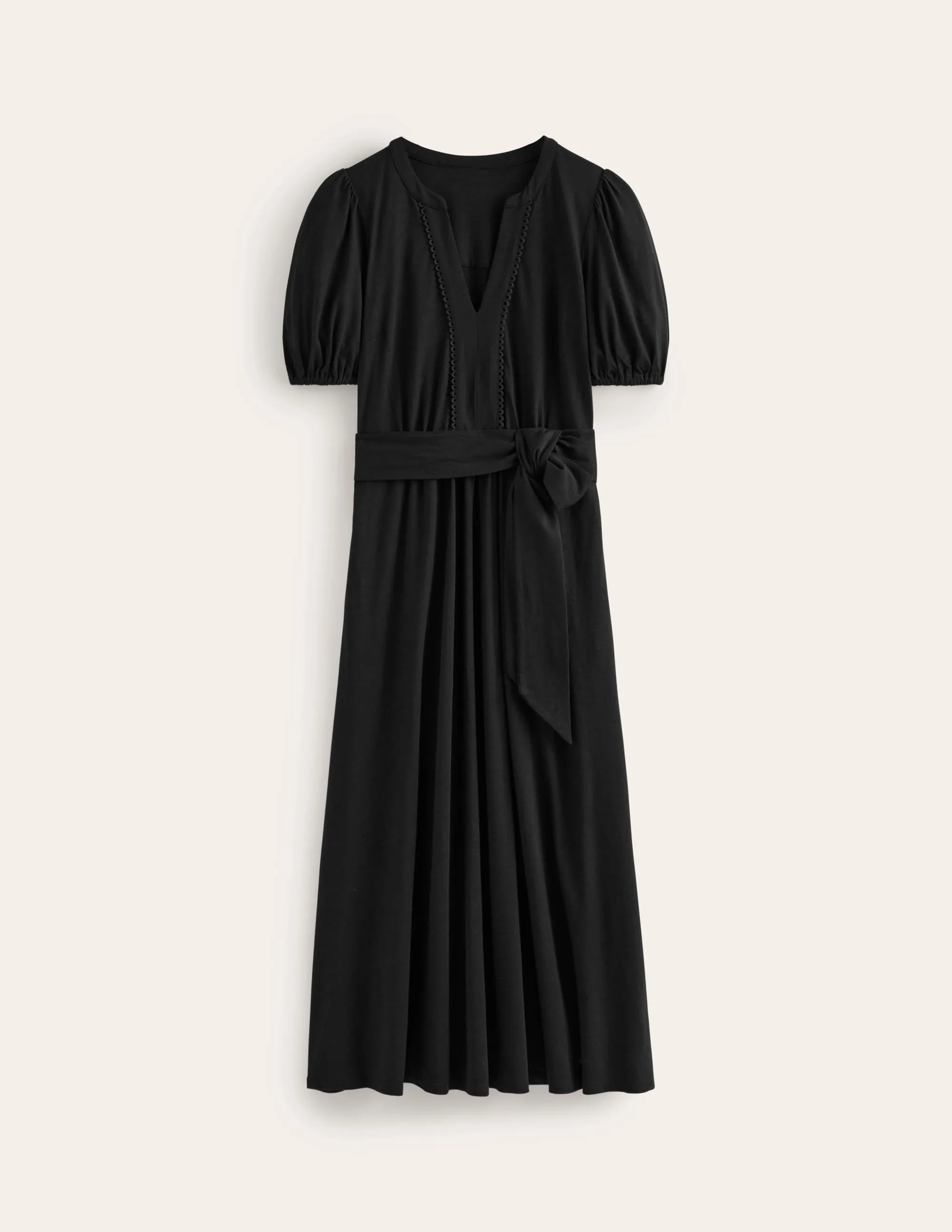 Style Versatile Elegant Look Sofia Trim Jersey Midi Dress-Black