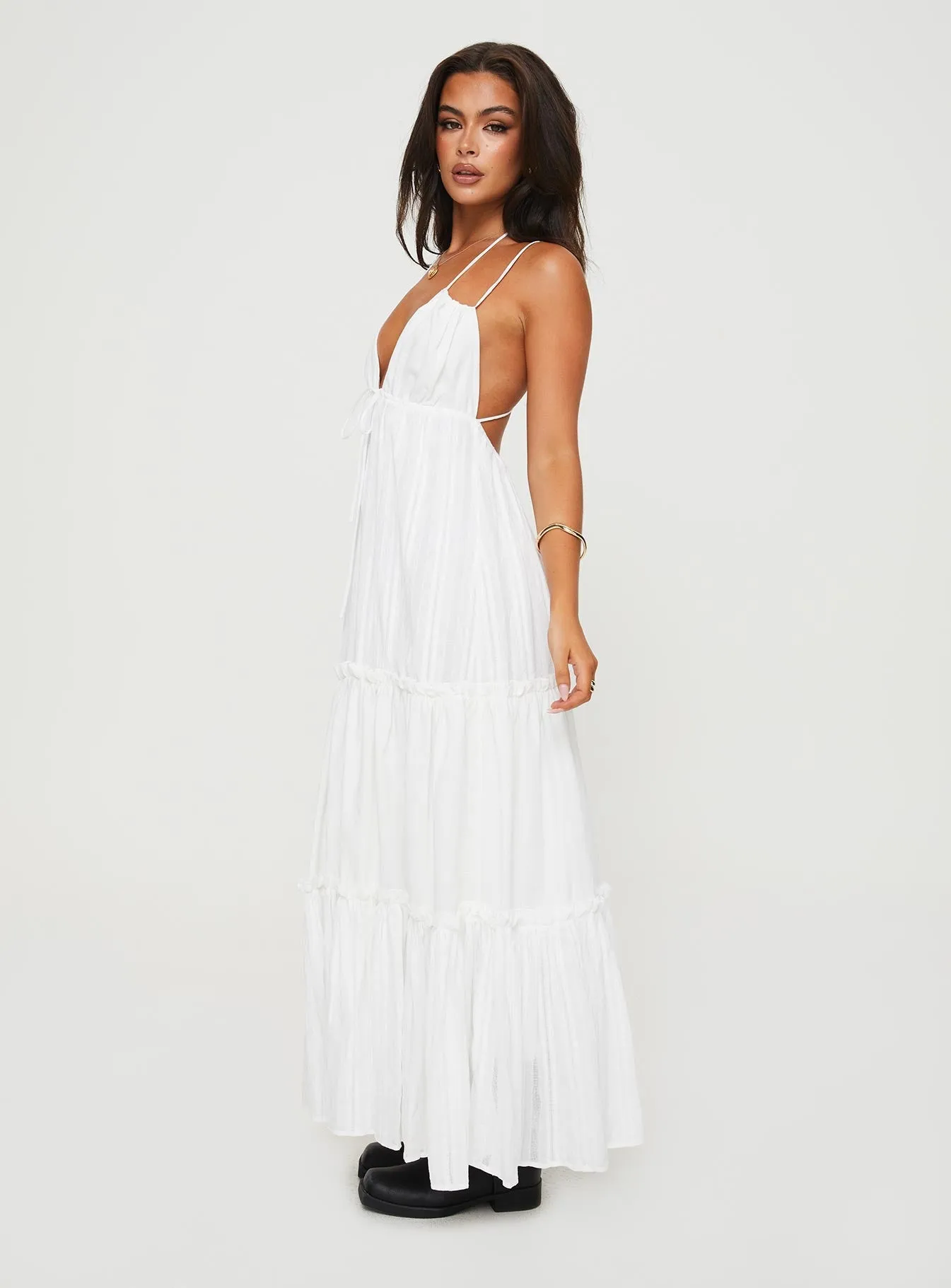 Jade Glow Bold printed floor dress Desy Maxi Dress White
