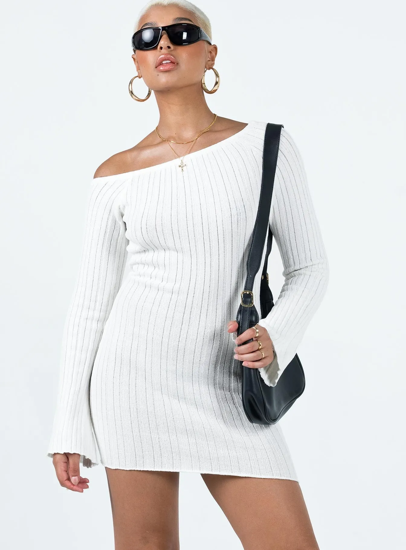 Scene Sharp Flirty Fit Santorini Knit Mini Dress White