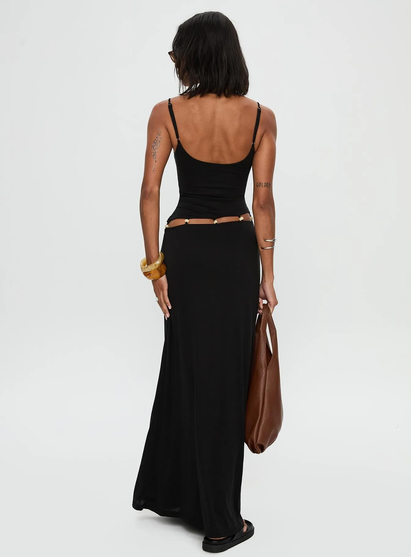 Allspice Beaded Maxi Dress Black The long length of this dress provides ample coverage while remaining stylish