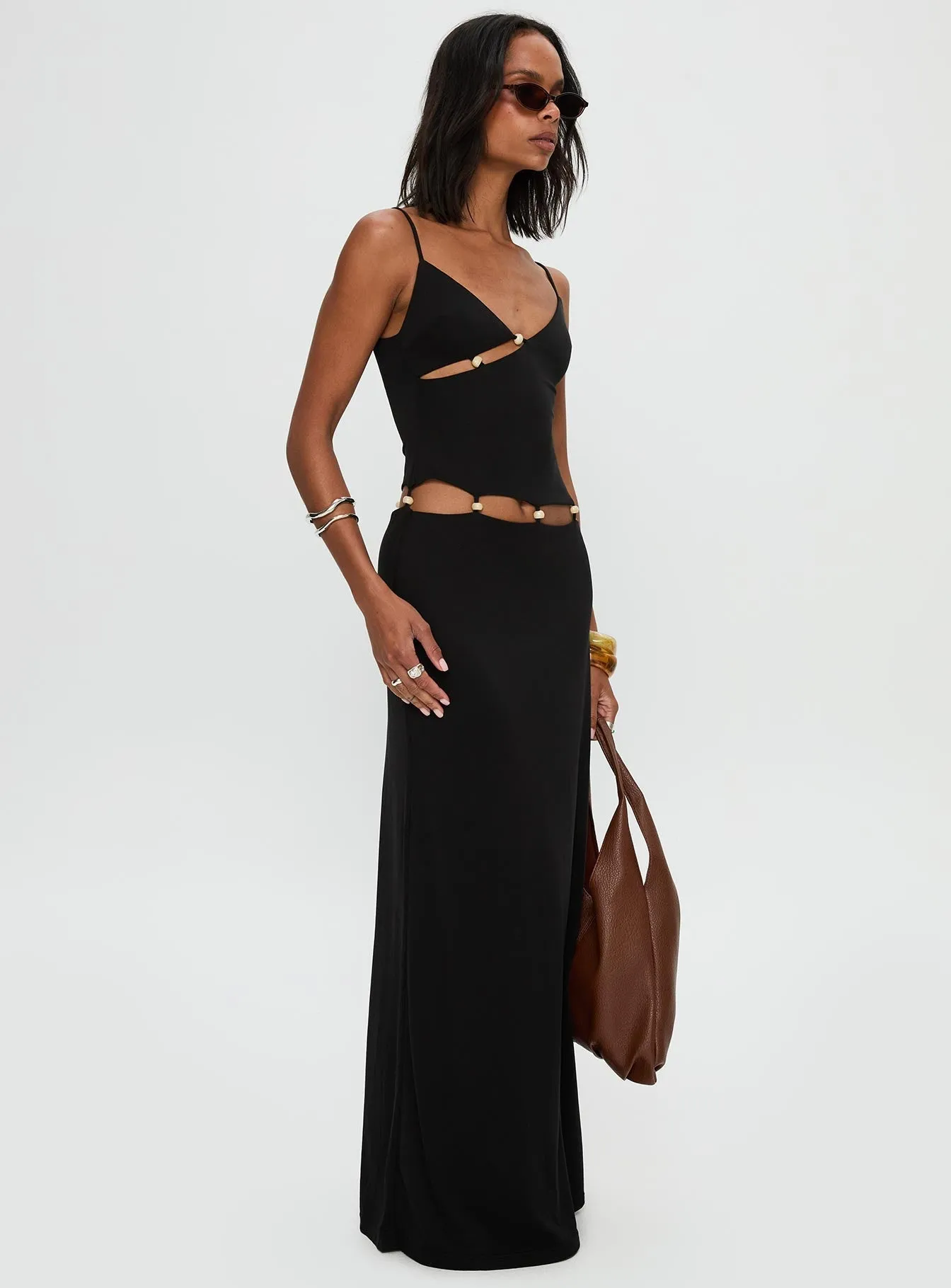 The flattering silhouette of this dress enhances your figure without compromising comfort Allspice Beaded Maxi Dress Black
