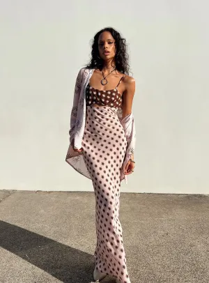 Freda Maxi Dress Pink Velvet Glow Greek Touch