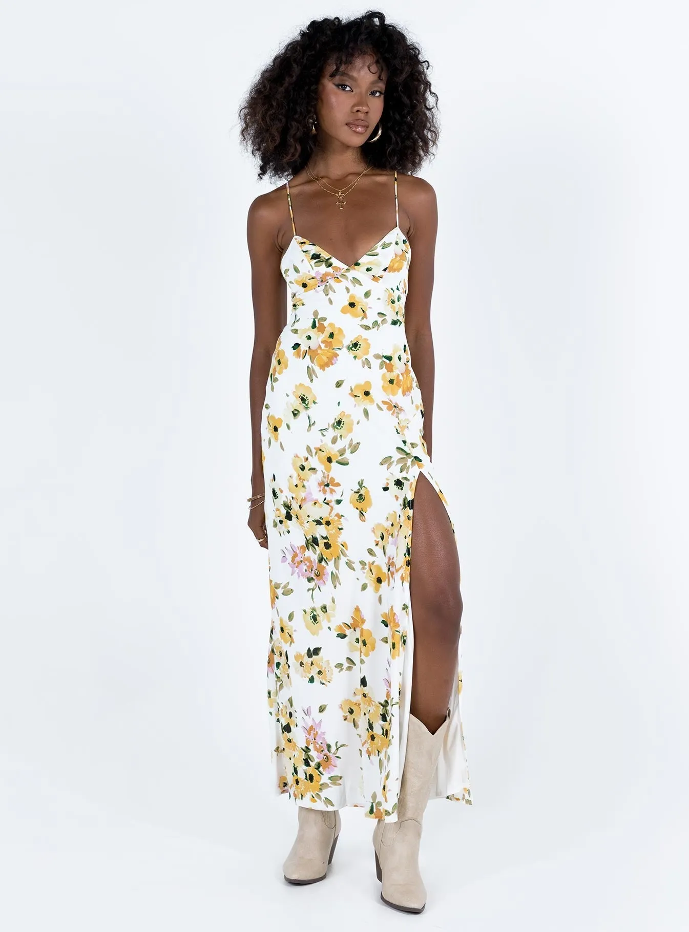 Lingarna Maxi Dress White / Yellow Sun Bay Square View