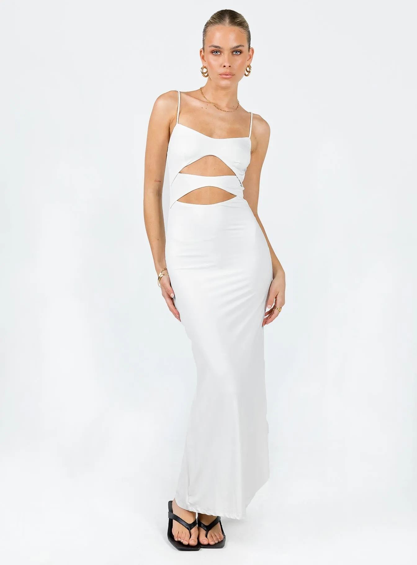 Maci Eco Nylon Maxi Dress White Orange Heat
