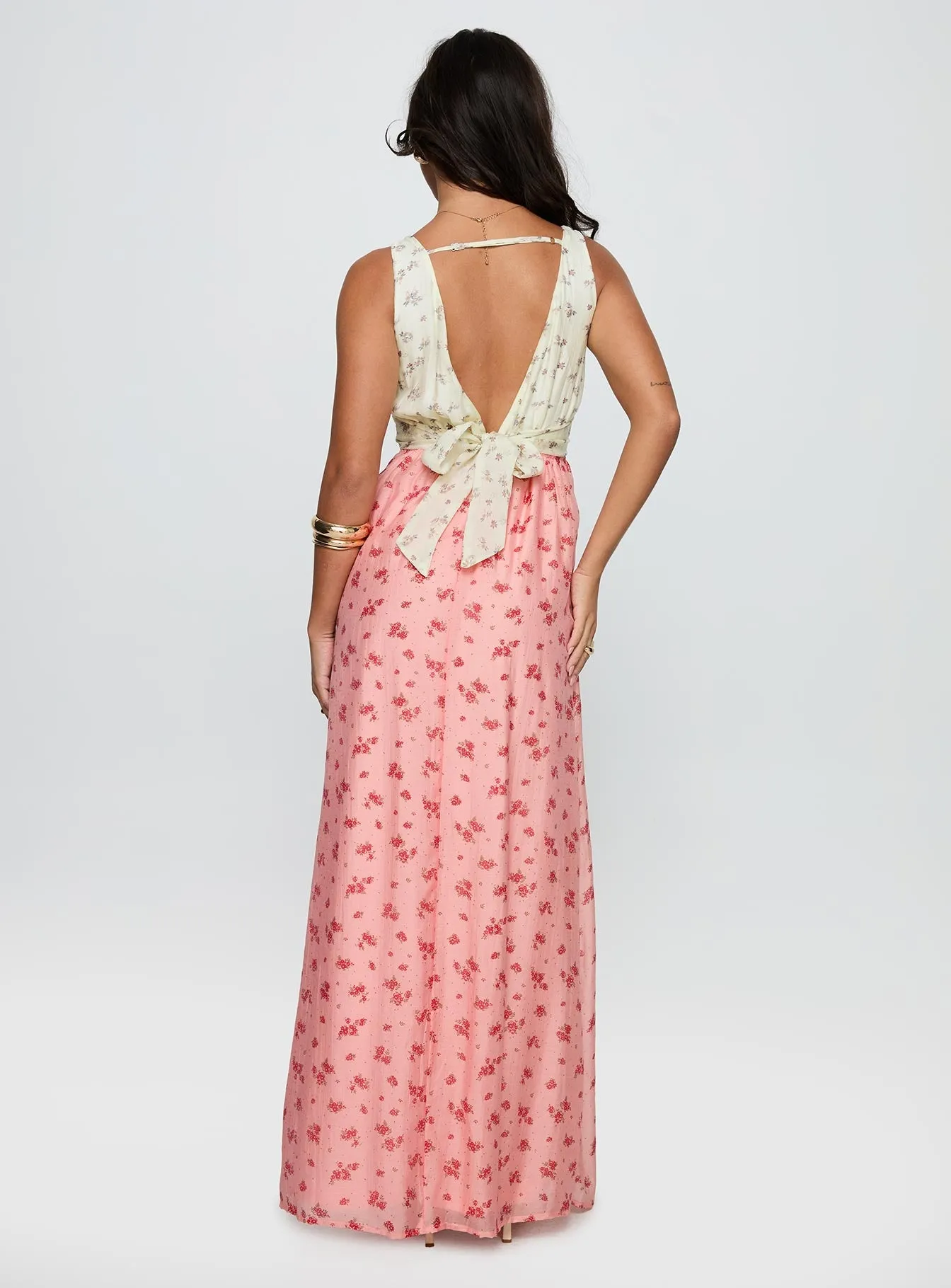 Lantern Glow Dusty Rose Elisse Maxi Dress Multi