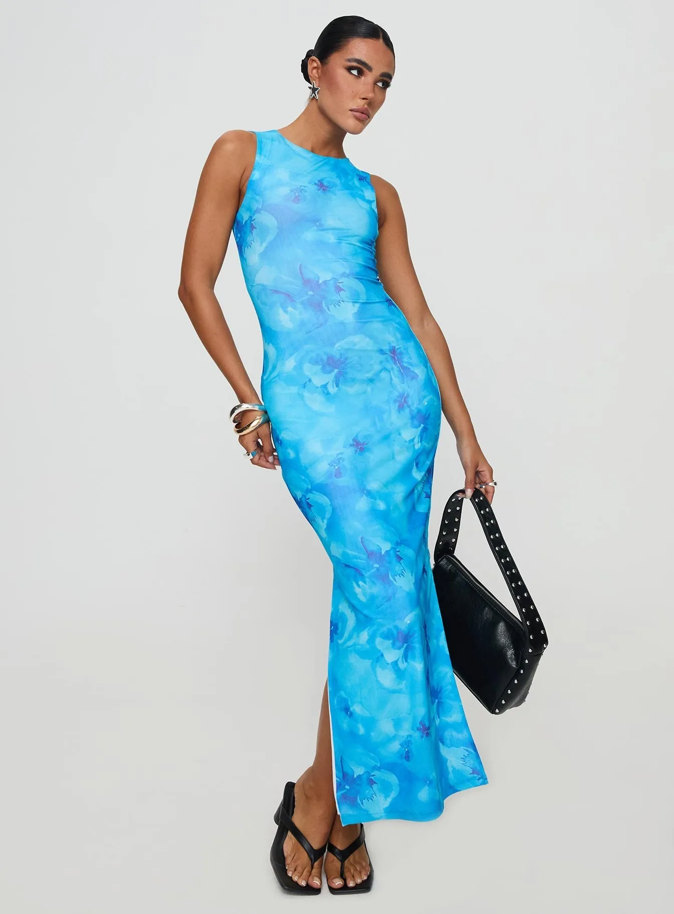 Boardwalk Mood Heartstring Maxi Dress Blue