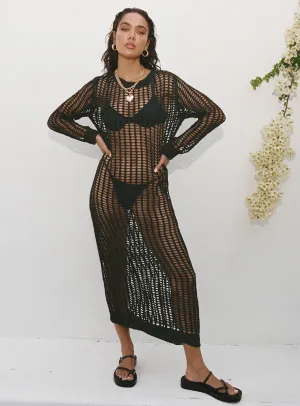 Astrade Long Sleeve Maxi Dress Black Meadow Air